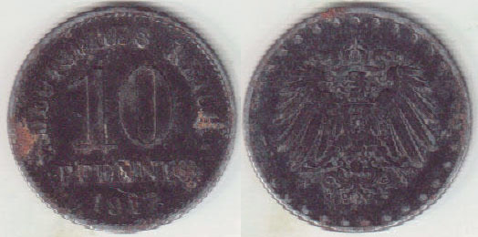 1917 D Germany 10 Pfennig A005552